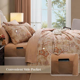 BLOOMHAVEN King Comforter Set -7 Pieces Terrecotta Floral Comforter Set for All Seasons, Bed in a Bag King with Botanical Flowers Comforter, Sheets, Pillowcases & Shams BLOOMHAVEN