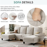 JAMFLY Sectional Sofa Couches for Living Room, 4 Seat U-Shaped Sofa Couch Living Room Furniture Sets Clearance with Double Chaises, Beige JAMFLY