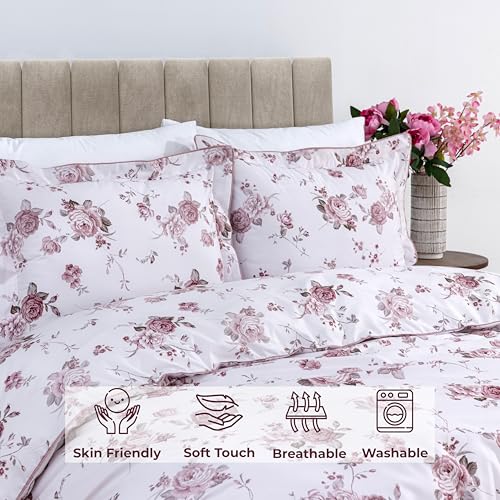 Dreamology Twin Duvet Cover, Duvet Cover Twin with Button Closure,Microfiber,Bedding Set,Piped Edges & Fade Resistant Duvet Cover Set, Bedding Duvet Covers & 1 Pillow Shams (Dusty Floral) Dreamology