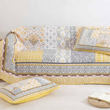 WONGS BEDDING Yellow Quilt Set Full,Bohemian Patchwork Bedspread Coverlet Set, Reversible Boho Floral Pattern Bedspreads Bedding Quilt Set for All Seasons (78"x90") WONGS BEDDING