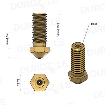 DUROZZLE Diamond PCD Tip 3D Printer Nozzles, Hardened High Precision for QIDI X-Max3 / X-Smart3 / X-Plus3 3D Printer (QIDI, 0.4mm) - WoodArtSupply