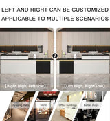 L Shaped Reception Desk with LED Light, Modern Front Desk Counter with Drawers & Storage Cabinets,Checkout Counter for Office Lobby, Salon, Spa & Retail Store (A-Right, L 180cm/70in) Generic