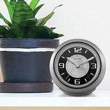 Bulova - 3.75" W x 3.75" H B5027 Lite Night Alarm Clock | Brushed Silver-Tone Case | Illuminated Dial | Luminous Hands | Quiet Sweep | Snooze Function Bulova