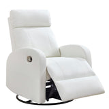 HOMYKA Swivel Rocker Recliner, Manual Glider Rocking Recliner Chair, Leather Swivel Reclining Lounge Chair Nursery Glider Recliners for Small Spaces, Living Room, White HOMYKA
