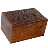 HIND HANDICRAFTS Rosewood Top Engraved Wooden Cremation Urns for Human Ashes Adult - Handcrafted Funeral Memorial Ashes Urn - Large Columbarium Urn Hind Handicrafts