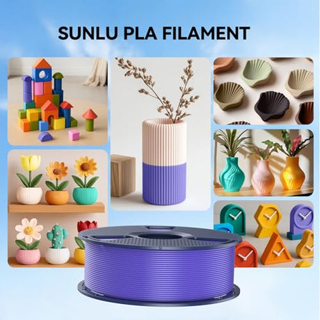 SUNLU 4kg PLA 3D Printer Filament Bundle, Neatly Wound PLA Filament 1.75 mm, Dimensional Accuracy +/- 0.02mm,Good Vacuum Packaging Filaments,4kg in Total,1kg per Spool,4White SUNLU