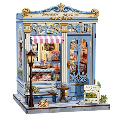CUTEBEE Book Nook Kit - DIY Miniature House Bakery Patisserie Dollhouse Kit for Adults, Booknook Tiny House Bookshelf Decor 3D Wooden Puzzle, Gifts for Family, Friends (Sweet Marie)