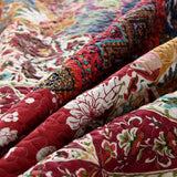 camandy Cotton Bedspread Quilt Bedding Sets 3 Pieces Reversible Coverlet Sets Comforters Gorgeous Paisley Floral Patchwork Red Bedspread, Queen Size camandy
