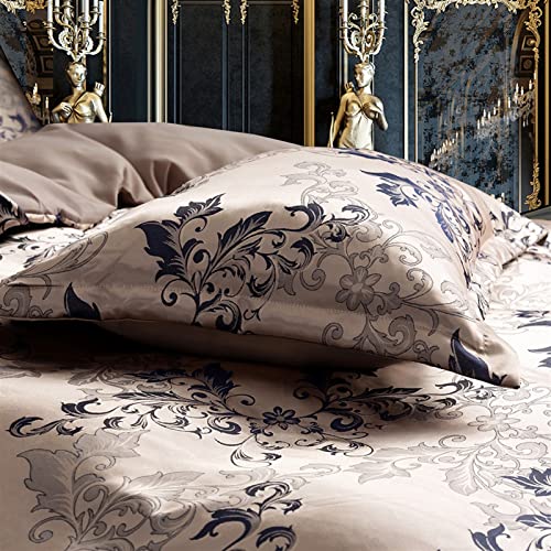 Bedding Set Neoclassical Style Jacquard Duvet Cover Set 2/3PCS Luxury Satin Bedding Set 1 Quilt Cover and 1/2 Pillowcase Single Twin Full Queen King Size Full bed set ( Color : A , Size : EU-Single 13 HASMI