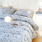 EAVD Blue Floral Comforter Set Twin/Twin XL White Soft Microfiber 3-Pieces Boho Botanical Flower Bedding Comforter Set for Girls with 2 Pillowcases Cute Fresh Botanical Bedding Set for All-Season EAVD