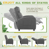 Furniwell Massage Recliner Chair for Living Room Adjustable Fabric Reclining Chair Home Theater Seating Modern Winback Single Sofa for Adults with Footrest (Gray) Furniwell