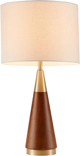 INK+IVY Chrislie Gold White Mid Century Modern Table Lamp , Contemporary Metal Wood Table Lamps for Bedrooms , 13.5"W X 13.5"D X 26"H , Gold / Brown INK+IVY