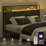 CIKUNASI Queen Size Bed Frame with Storage, Charging Station, and LED Lights CIKUNASI