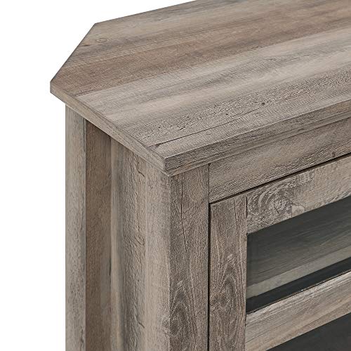 Walker Edison Modern Farmhouse Wood Corner Universal TV Stand for TV's up to 50" Flat Screen Living Room Storage Entertainment Center, 44 Inch, Grey