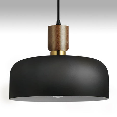 11.6" Modern Black Hanging Light,Large Pendant Light for Kitchen Island,Solid Wood with Hammered Shade,Adjustable Retro Dome Industrial Ceiling Lighting Fixture for Dining Room Hallway Entrance Eustace