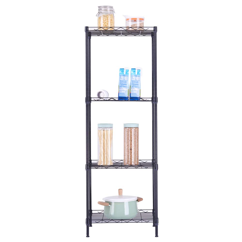 Shyneer 4-Tier Wire Shelving Unit Metal Storage Rack,4-Shelf Shelving Unit, Steel Wire Shelves, Shelving Units and Storage for Kitchen and Garage (17.72 x 11.81 x 49.6'') Black Shyneer