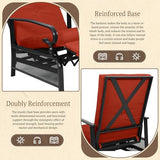 Oakcloud Adjustable Outdoor Lounge Chair Metal Patio Relaxing Recliner Chair with Removable Cushions(Red)