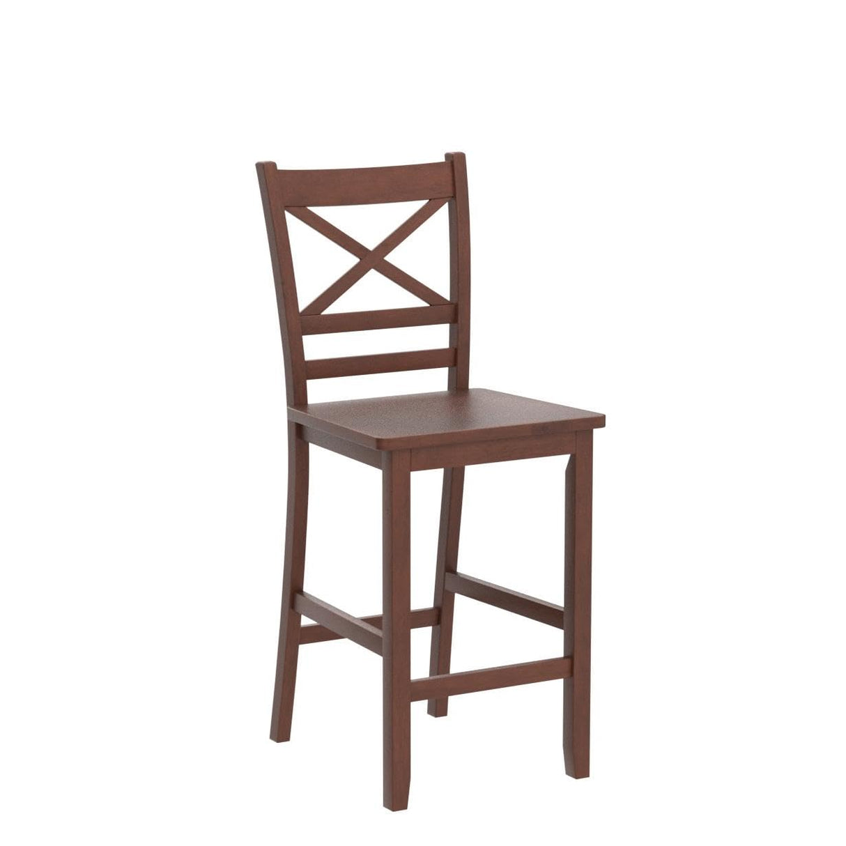 COSTWAY Bar Stools Set of 2, 25'' Antique Kitchen Counter Height Chairs with Wooden X-Shaped Backrest & Rubber Wood Legs, Suitable for Home, Cafe COSTWAY