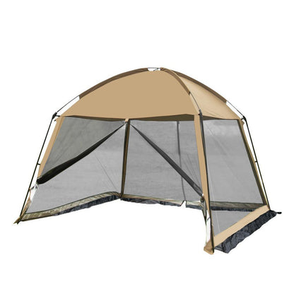 iCool Screen House 11 x 11 Ft Screened Mesh Net Wall Canopy Tent Screen Shelter Gazebos for Patios Outdoor Camping Activities - Beige - WoodArtSupply