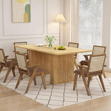 78 Inch Rectangular Dining Table for 6 to 10, Farmhouse Fluted Dining Kitchen Table, Modern Wood Long Dining Table for Kitchen Living Room, Natural PHOYAL