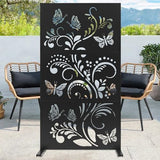 Metal Privacy Screen Outdoor - 71" H×40" W Decorative Freestanding Privacy Fence Room Garden Divider, Weatherproof Patio Panels for Deck Balcony Backyard XOCUWU