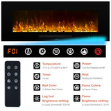 Oxhark Flame 42 inch Recessed and Wall Mounted Realistic Electric Fireplace with Multicolor Flame, 750/1500W Thermostat & Timer, Touch Screen & Remote Control, Black Oxhark Flame