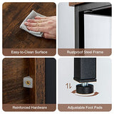 Giantex Buffet Sideboard, Wooden Cupboard, Kitchen Pantry w/Spacious Countertop, Large Open Shelf, 3 Cube Storage Cabinet, Sturdy Rustproof Steel Frame, Modern Stationary Island, Brown & Black Giantex