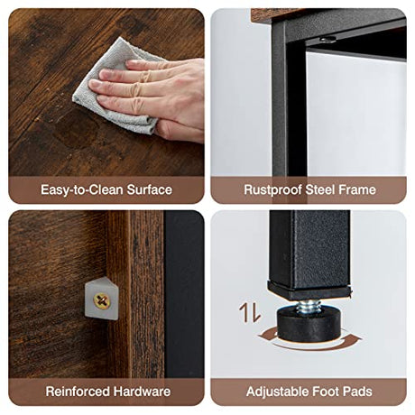 Giantex Buffet Sideboard, Wooden Cupboard, Kitchen Pantry w/Spacious Countertop, Large Open Shelf, 3 Cube Storage Cabinet, Sturdy Rustproof Steel Frame, Modern Stationary Island, Brown & Black Giantex