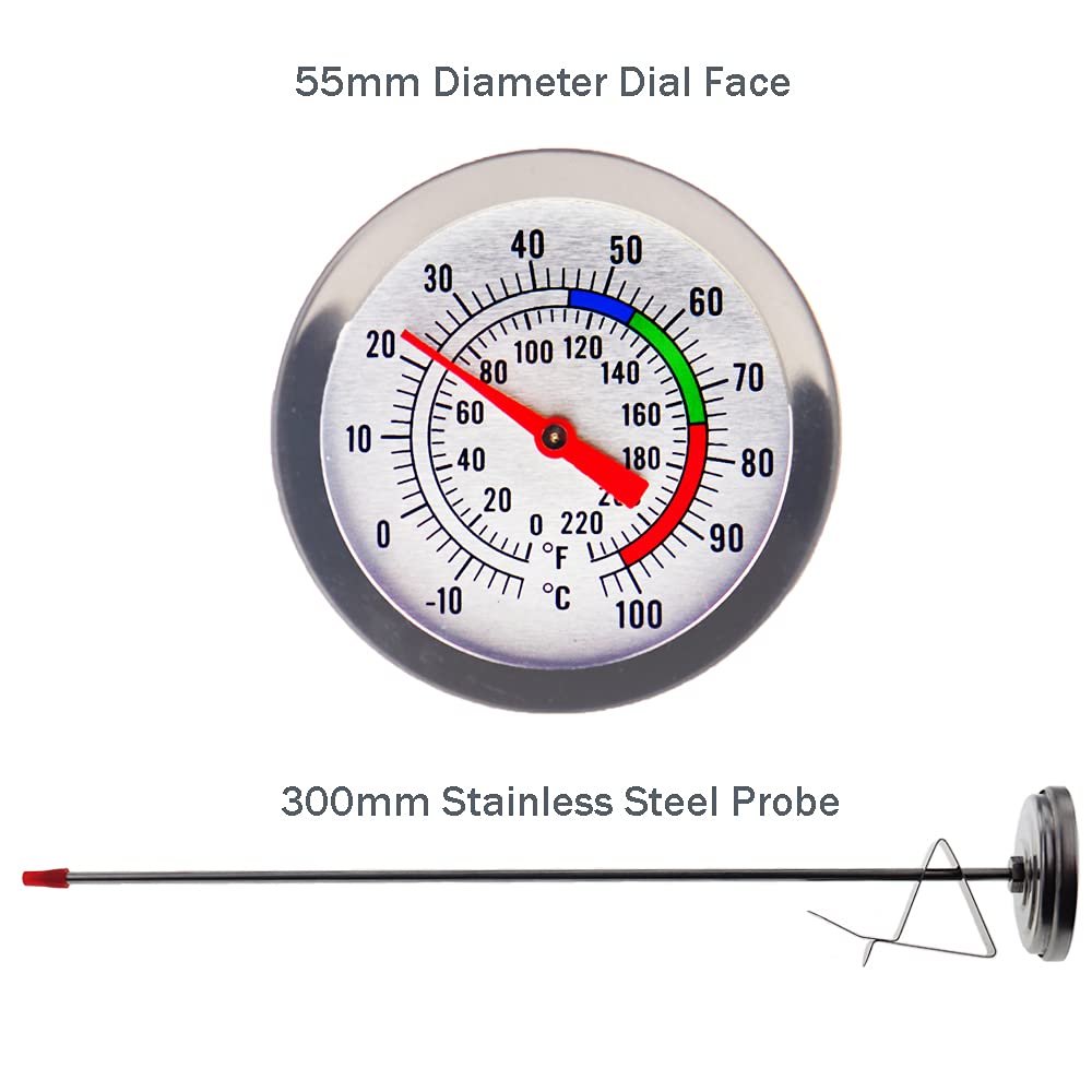 Candle Thermometer for Candle Making with Clip and 300mm Stainless Steel Probe Thermometer World