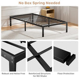 DUMOS Twin Size Bed Frame - Metal Platform Bed Frame Mattress Foundation with Steel Slat Support, No Box Spring Needed, Storage Space Under Base, Easy Assembly, Black DUMOS