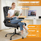 Executive Office Chair with Flip-up Armrests,Ergonomic Computer Desk Chairs,Mid-Tall Back Leather Office Chair 400 Lbs,Lumbar Support Swivel PC Chair with Rocking Function Box DesignLab
