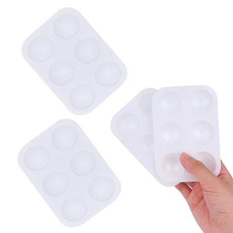 LNAUJS 4 Pack Paint Tray Palette, 6 Well Rectangular Plastic Palette for Oil, Watercolor Paint, White LNAUJS