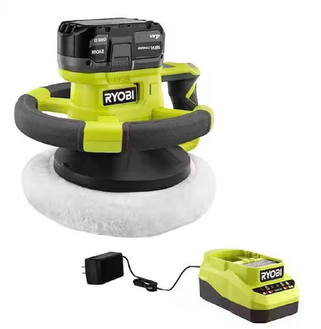 RYOBI ONE+ 18V Cordless 10 in. Variable Speed Random Orbit Buffer Kit with 4.0 Ah Battery and Charger RYOBI