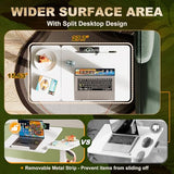 EKNKOZY Standing Desk, Medical Overbed Table with Rolling Tray, Dual Pneumatic Angle and Height Adjustable Desk, Portable Side Table with Hidden Wheels, Home & Hospital Use, White EKNKOZY