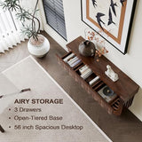 Mid-Century Modern Console Table for Entryway with Fluted 3 Drawers, Sofa Table for Hallway Foyer - Behind Couch Storage, Entryway Table for Living Room Front Door, Entrance Tables DGpoco