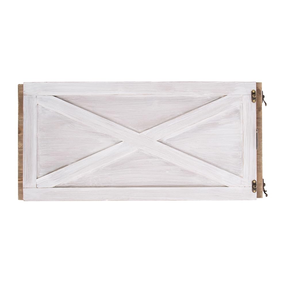 Glitzhome Washed White Wooden Tree Collar Tree Stand Cover Christmas Tree Skirt Tree Box, 22" L - WoodArtSupply