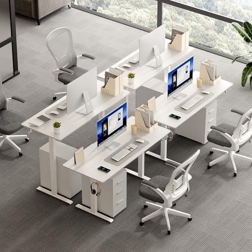VVENACE 55 x 24 Inch Electric Standing Desk Adjustable Height, Sit Stand Desk, Stand up Desk for Home Office, Computer Workstation (Spliced Desktop,White) VVENACE