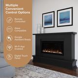 Modern Ember Patton Black Mantel Package 64" W x 42" H with 42 Inch Electric Fireplace - 5 Flame Colors, 10 Ember Bed Colors, Log Kit & Crystal Embers | Alexa/WiFi Enabled Modern Ember
