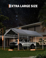 10x20 ft Carport Car Port Canopy with PE Fabric and Galvanized Steel Frame,Outdoor Shelter Waterproof & UV Protected with Windproof Ropes,Ideal for All-Season Tarp for Car, Truck,Grey. ElfinAura