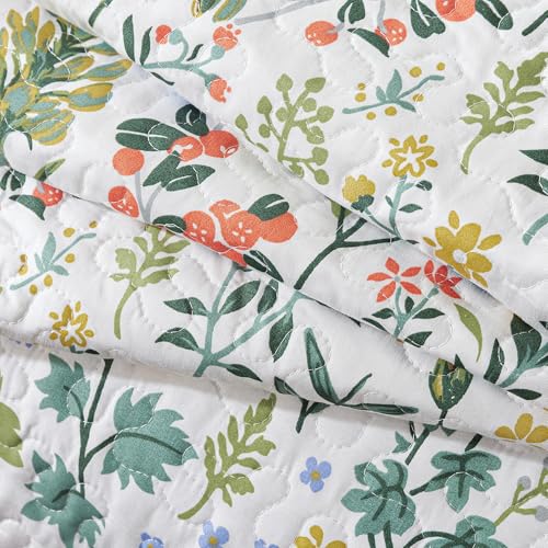 HoneiLife Floral Quilt King Size - 3 Pieces Microfiber Quilt Sets Lightweight Bedspreads Wildflower Coverlets Retro Bed Cover King Quilt Bedding Set All Season Quilts HoneiLife