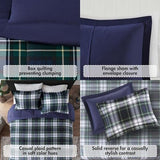 Madison Park Essentials Parkston Plaid Comforter, Matching Sham, 3M Scotchguard Stain Release Cover, Hypoallergenic All Season Bedding-Set, Twin/TwinXL, Navy, 2 Piece Madison Park