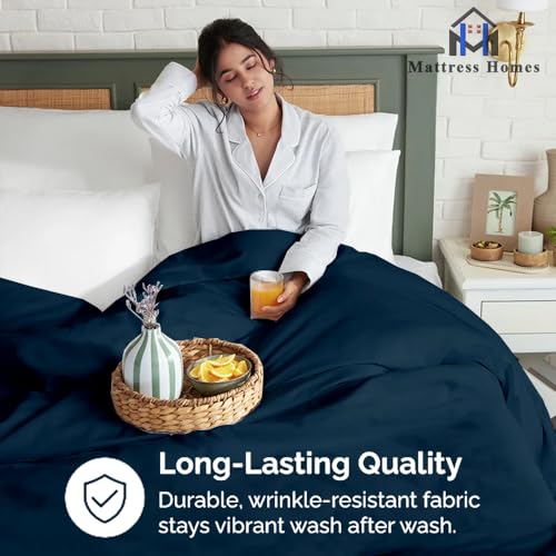 Full Size Flat Bed Sheet - Hotel Quality Luxury Single Wrinkle Free & Fade Resistant Flat Sheet - Extra Soft, Breathable Bedding for Women, Men, Kids & Teens- Navy Blue Flat Sheet Only Mattress-Homes