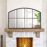 WAMIRRO Wide Window Pane Black Mirror,Farmhouse Arched Wall Mirror,Grid Mirror for Fireplace/Entryway/Hallway/Living Room,42“X28” (Black Wide mirror) WAMIRRO