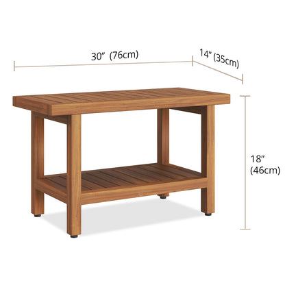 AquaTeak The Original 30" Spa Teak Shower Bench with Shelf