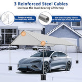 10x20 ft Heavy Duty Car Canopy Galvanized Frame Carport Outdoor Party Tent Boat Shelter with Reinforced Structure, No Sidewall - Light Grey SAILARY