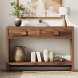 ONBRILL Console Table with Drawers, 47 Inch Narrow Entryway Table with Open Storage Shelves, Mid Century Modern Hallway Accent Tables Behind Couch Table for Living Room (Vintage Brown) ONBRILL