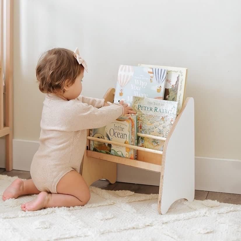 Montessori Bookshelf Kids Toddler Bookshelf Wood Bookcase Storage Kids Room Storage Playroom Kids Furniture Toddler Gift 2nd 3rd Birthday (Small, Green) Enjoy The Wood