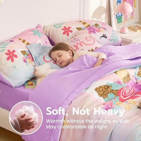 Joiedomi Kid Twin Comforter Set 5 Piece Unicorn Bedding Set for Boys Girls Super Soft Microfiber Bed in a Bag with Comforter Sheets Pillowcase Sham Joiedomi