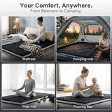 Welnow Japanese Futon Floor Mattress, Thick Full Size Tatami Mat Portable & Foldable Roll Up Floor Bed Mattress with Storage Bag, Sleeping Pad for Adults, Dorm, Guest Bed, Camping and Travel, Black Welnow