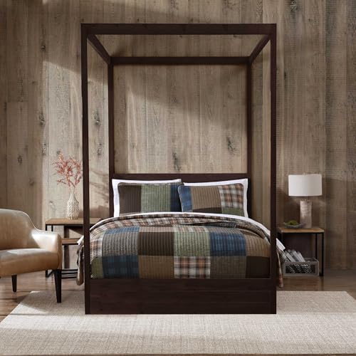 Eddie Bauer - Full/Queen Quilt Set, Premium Cotton Reversible Bedding with Matching Shams, Patchwork Luxurious Bedding Set (Classic Patchwork Green, Full/Queen) Eddie Bauer